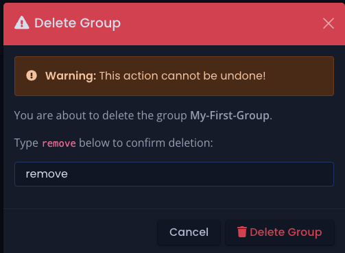 Delete group